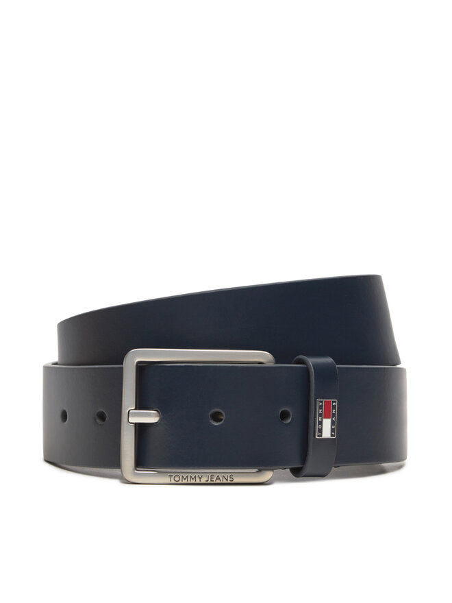 Tommy Jeans Pánský pásek Tommy Jeans Tjm Flag Leather 4.0 AM0AM12420 Tmavomodrá