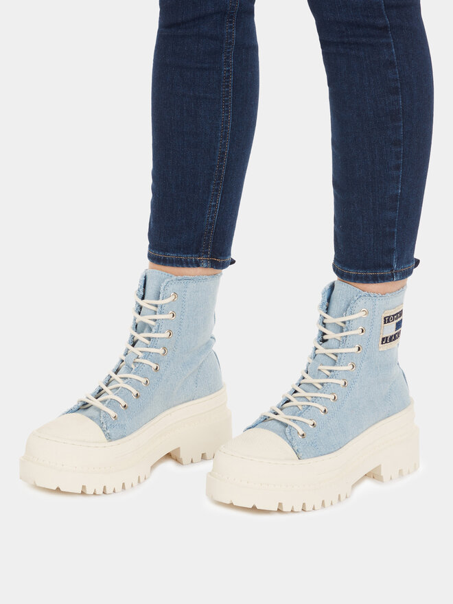 Tommy Jeans Кецове Tommy Jeans Foxing Denim Boot EN0EN02348 Син