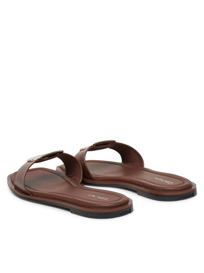 Calvin Klein Pantoletten Calvin Klein Flat Slide W/Ck Hw Big - Lth HW0HW02482 Braun