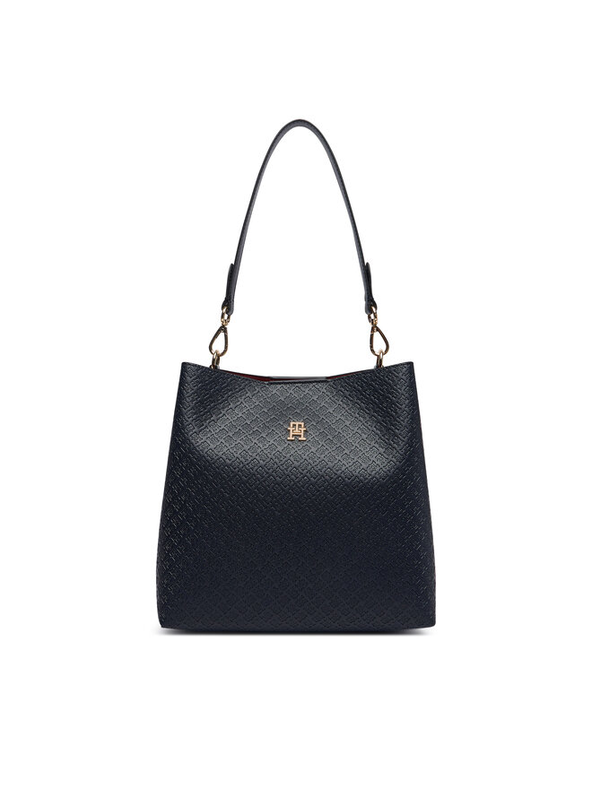 Tommy Hilfiger Handtasche Tommy Hilfiger Th Icon Shoulder Bag Mono AW0AW19000 Dunkelblau