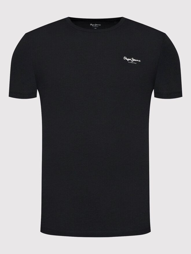 Pepe Jeans Pepe Jeans Marškinėliai Original Basic 3 N PM508212 Juoda Slim Fit