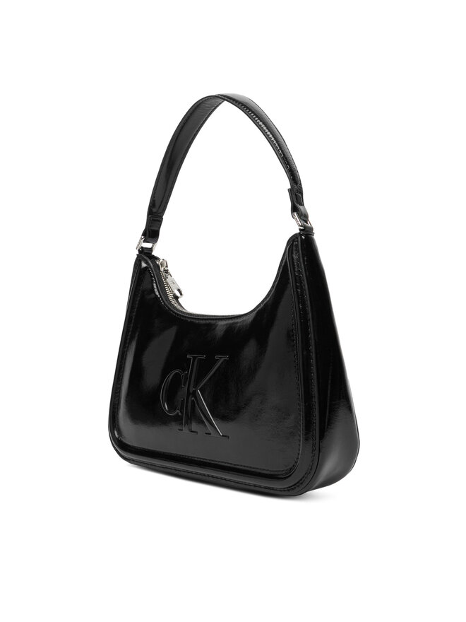 Calvin Klein Handtasche Calvin Klein Bold Ck Metallic Shoulder Bag LV04F3332G Schwarz