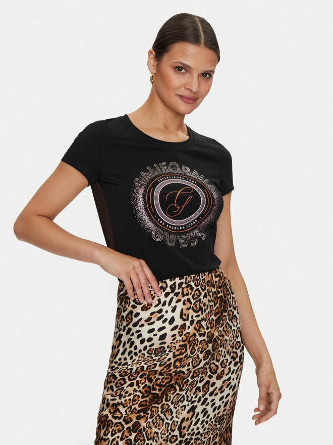 Guess Guess Marškinėliai Logo W4YI24 J1314 Juoda Slim Fit