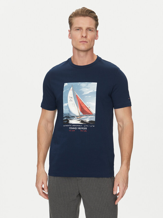 Tommy Hilfiger Tommy Hilfiger T-Shirt Color Photo Print MW0MW38615 Σκούρο μπλε Regular Fit