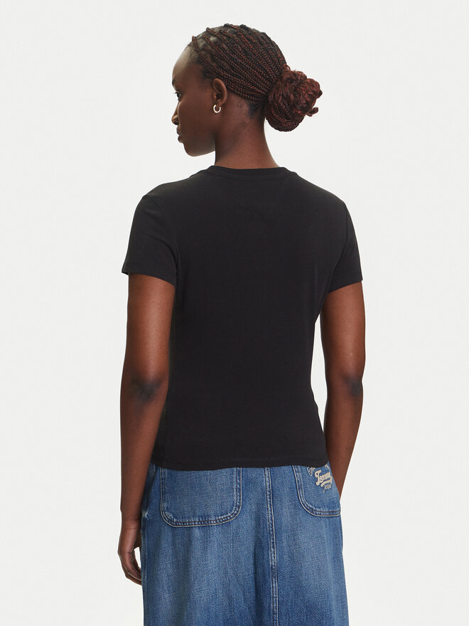 Tommy Jeans Tommy Jeans Marškinėliai Linear DW0DW21422 Juoda Slim Fit