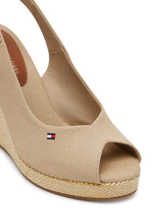 Tommy Hilfiger Espadrile Tommy Hilfiger Flag High Wedge Espad Slingback FW0FW08597 Bež