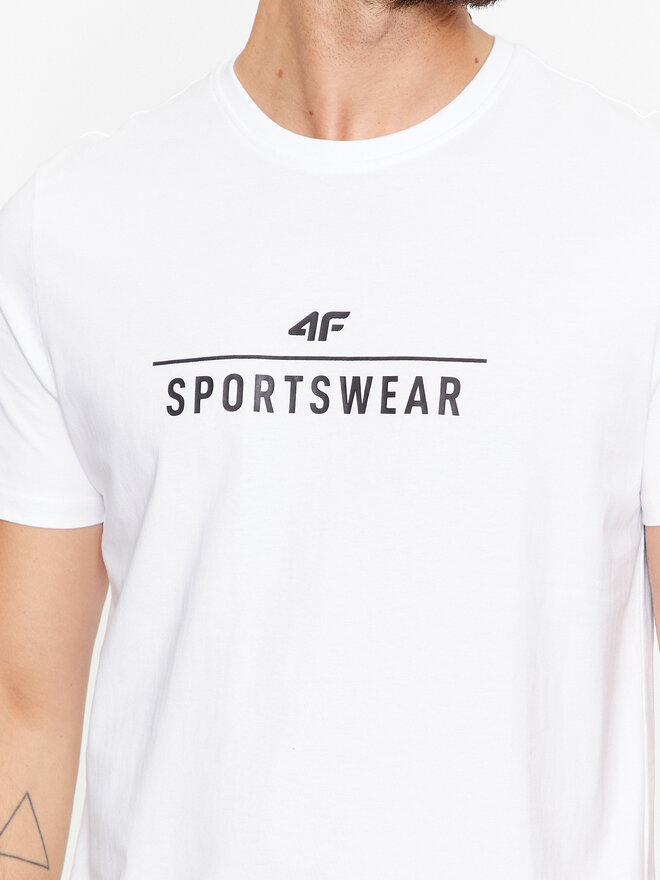 4F 4F Marškinėliai 4FAW23TTSHM0878 Balta Regular Fit