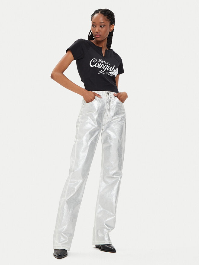 Juicy Couture Juicy Couture Футболка Ride A Cowgirl JCWCT23333 Чорний Slim Fit