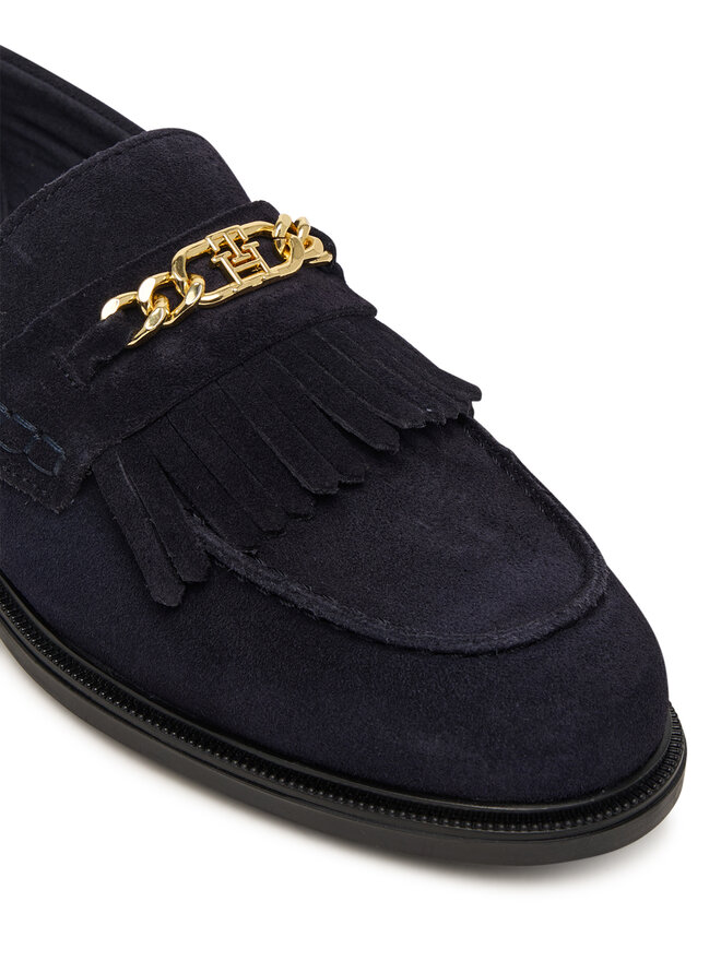 Tommy Hilfiger Slipper Tommy Hilfiger Th Chain Fringe Suede Loafer FW0FW09918 Dunkelblau