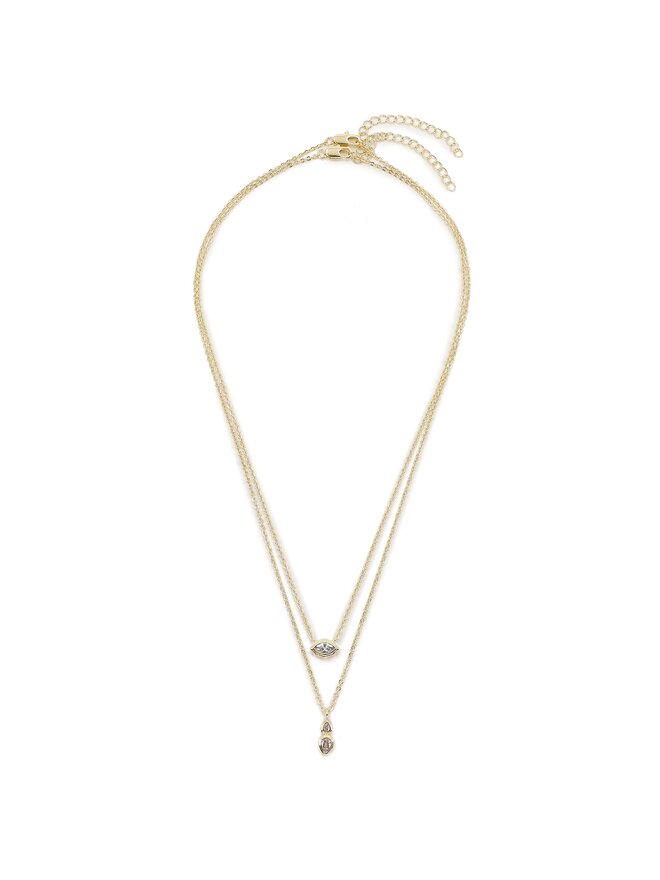 Luv AJ Набір з 2 ланцюжків Luv AJ Stellar Bezel Charm Necklace Set HOL22-N-SBCN-G Золотий