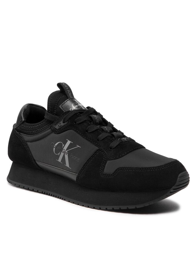 Calvin Klein Jeans Sneakersy Calvin Klein Jeans Runner Sock Laceup Ny-Lth YM0YM00553 Czarny