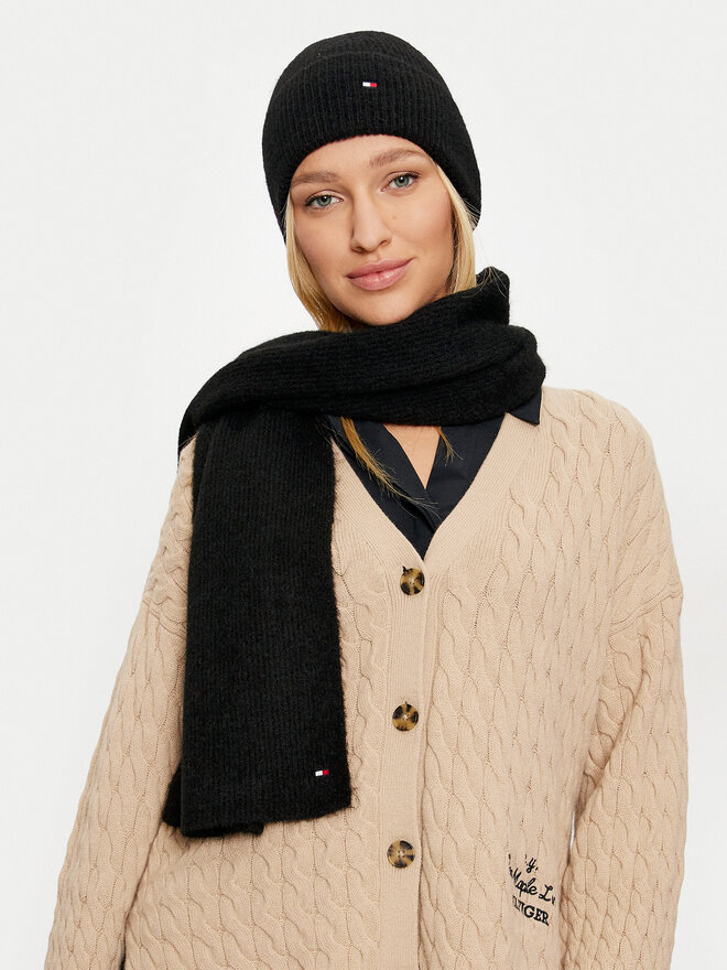 Tommy Hilfiger Sada čepice a šál Tommy Hilfiger AW0AW17124 Černá