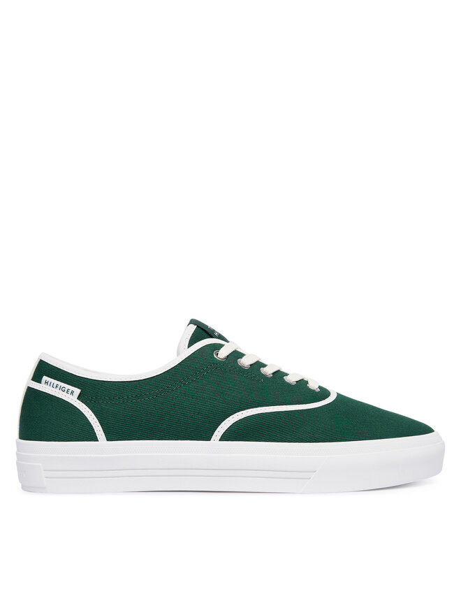 Tommy Hilfiger Sneakers aus Stoff Tommy Hilfiger Th Vulc Cup Long Lace Canvas FM0FM05874 Grün