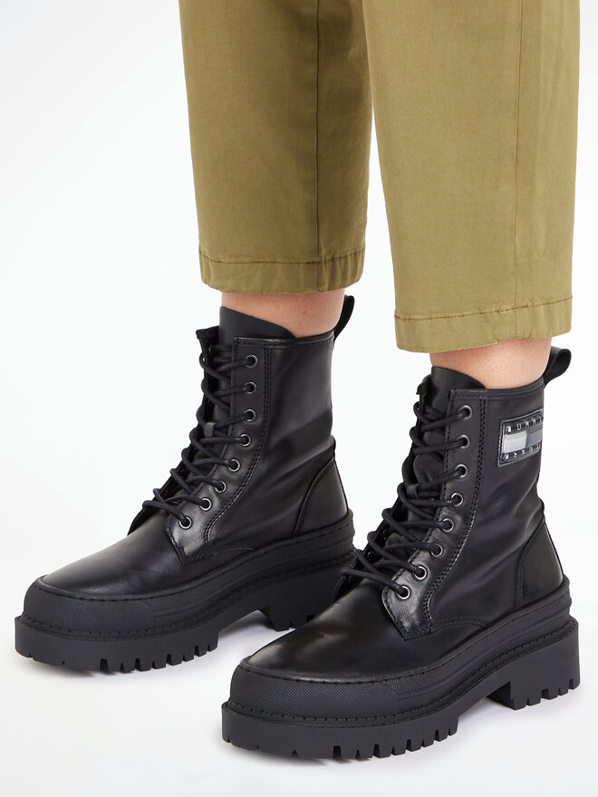 Tommy Jeans Ботильйони Tommy Jeans Tjw Foxing Lace Up EN0EN02217 Чорний