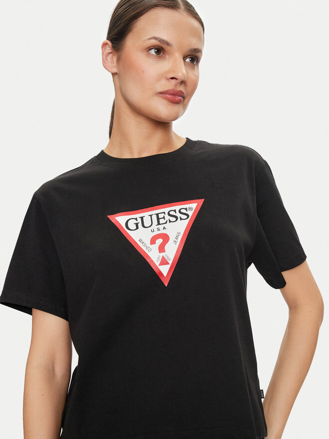 Guess Jeans Guess Jeans Marškinėliai W4YI73 K8HM0 Juoda Regular Fit