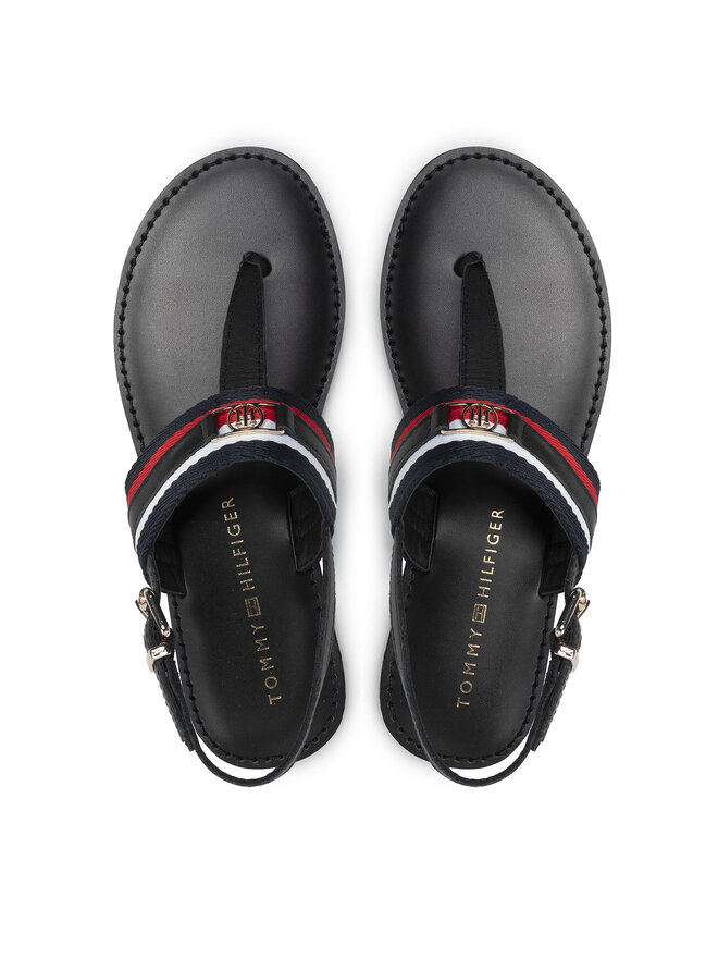 Tommy Hilfiger Sandalen Tommy Hilfiger Corporate Th Webbing Flat Sandal FW0FW06543 Schwarz