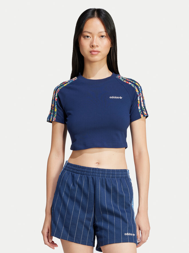 adidas adidas Marškinėliai Liberty London 3-Stripes Infill Baby JC7788 Tamsiai mėlyna Slim Fit