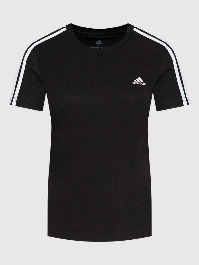adidas adidas Marškinėliai Loungewear Essentials 3-Stripes GL0784 Juoda Slim Fit