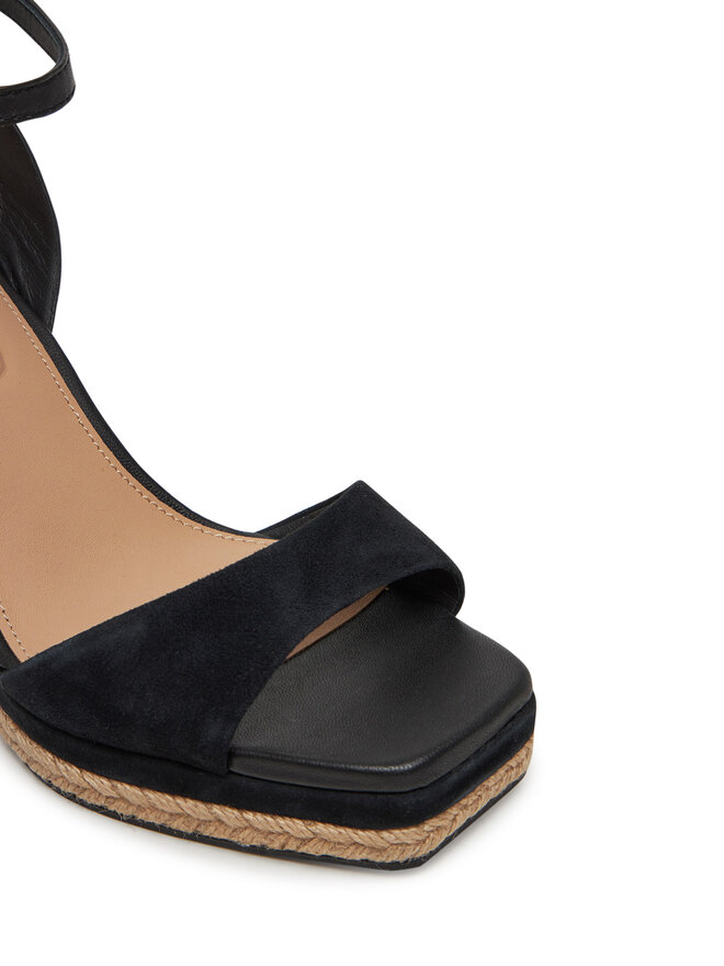 Tommy Hilfiger Espadryle Tommy Hilfiger Leather & Suede High Wedge Espad FW0FW08803 Czarny