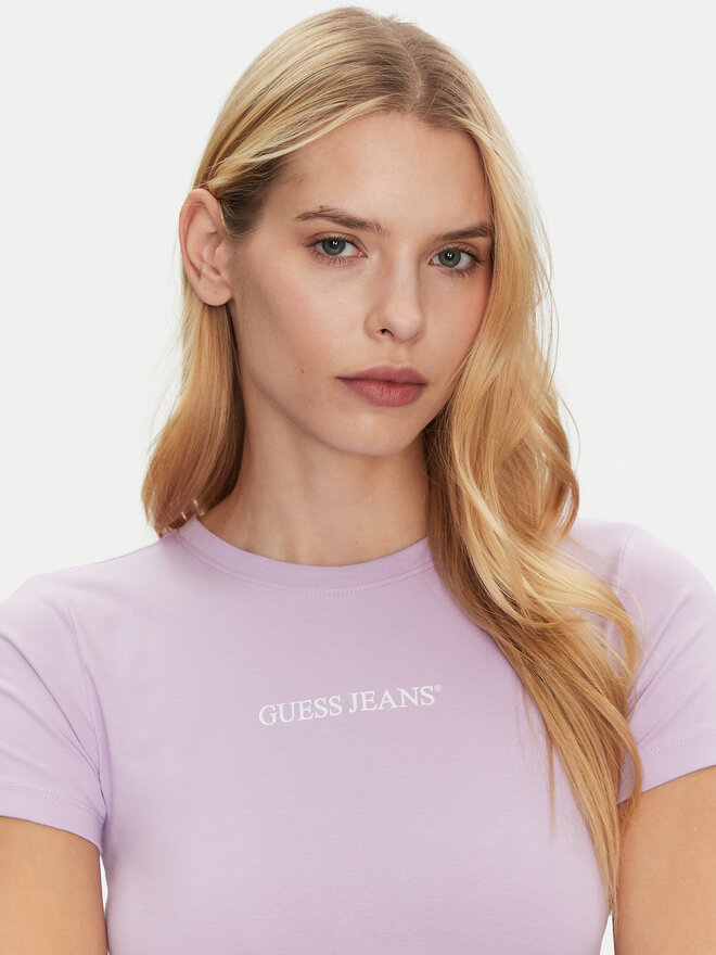 Guess Jeans Guess Jeans Marškinėliai W4YI01 J1314 Violetinė Slim Fit
