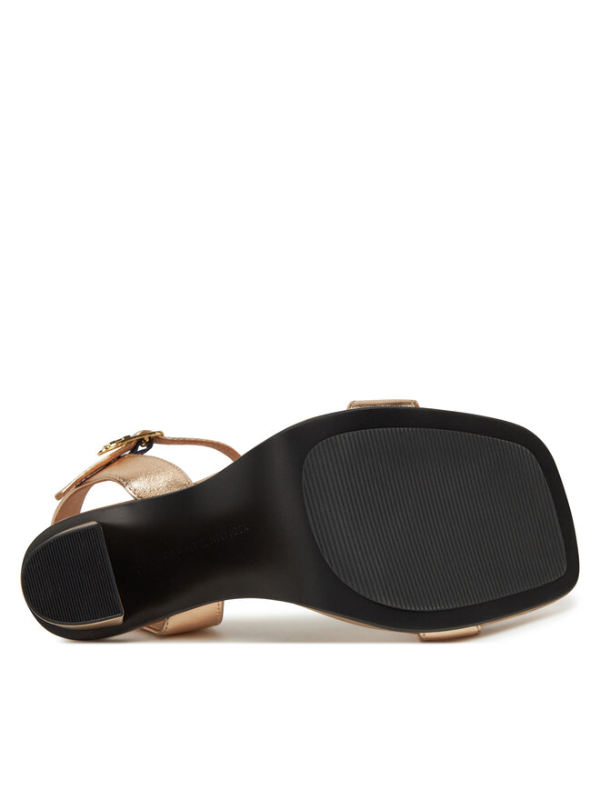 Tommy Hilfiger Sandały Tommy Hilfiger High Heel Golden Leather Sandal FW0FW08674 Złoty
