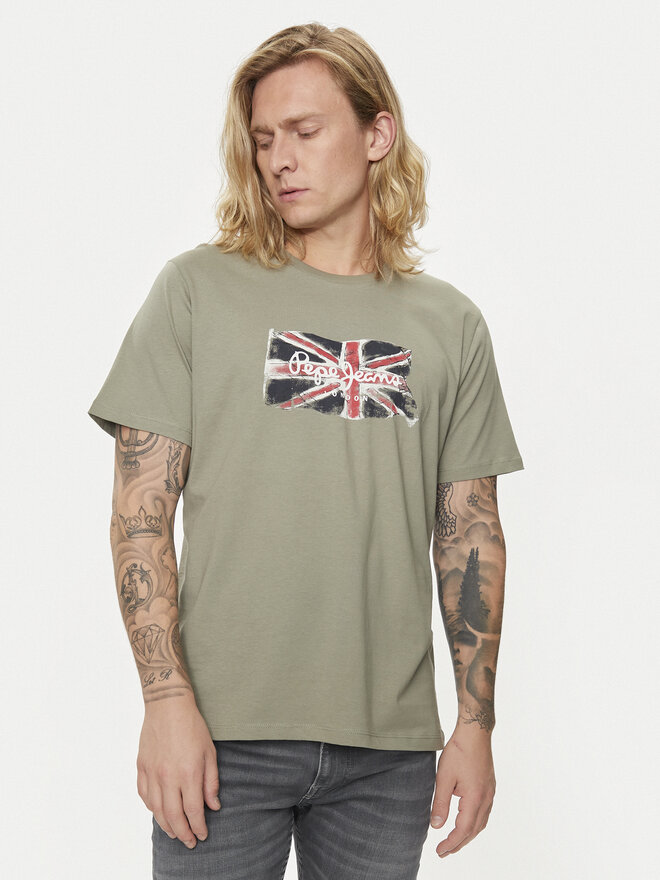 Pepe Jeans Pepe Jeans Marškinėliai Clag PM509384 Žalia Regular Fit