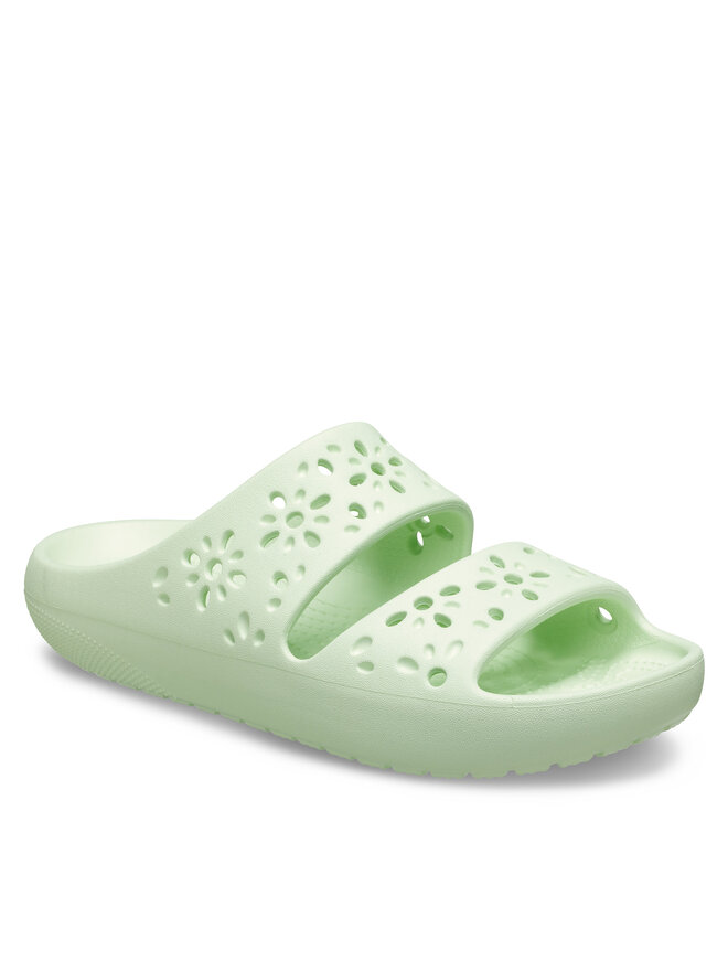 Crocs Papucs Crocs Classic Floral Cutout Sandal 210966 Zöld