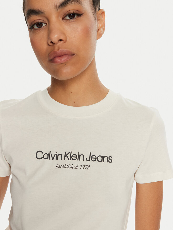Calvin Klein Jeans Calvin Klein Jeans Camiseta J20J224914 Écru Regular Fit