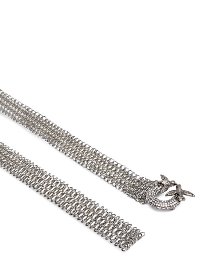 PINKO Жіночий ремінь PINKO Strass Buckle Belt H2 105878 A2X8 Срібний