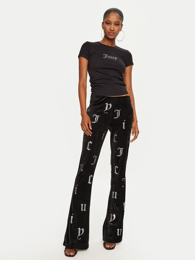 Juicy Couture Juicy Couture T-Shirt Dot Ruched JCWCT24311 Schwarz Slim Fit
