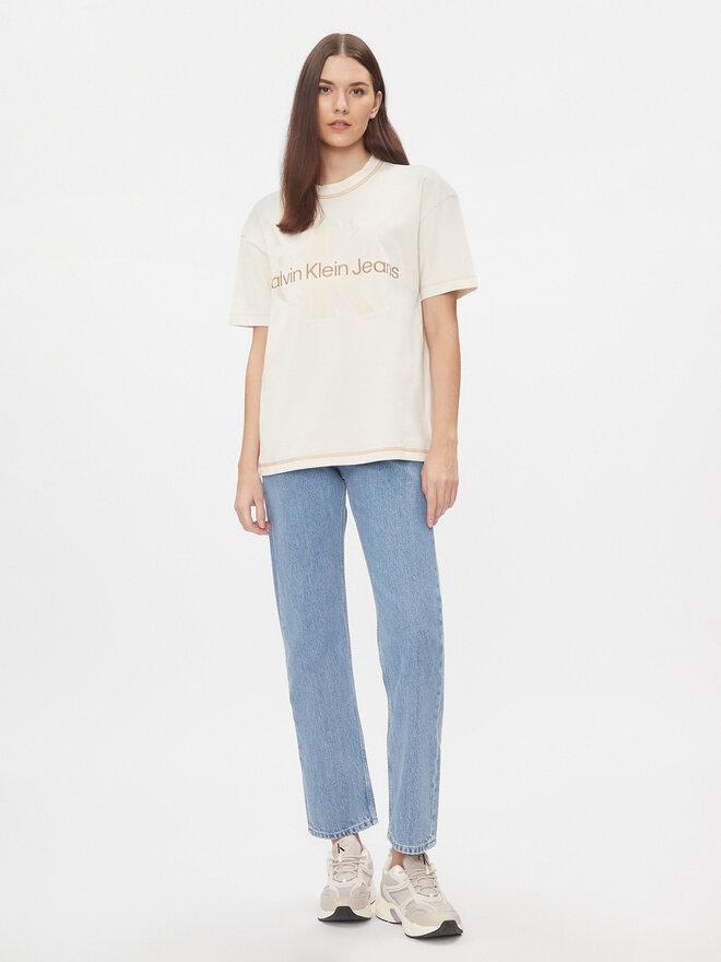 Calvin Klein Jeans Calvin Klein Jeans T-Shirt Hero Monologo J20J222974 Écru Boyfriend Fit