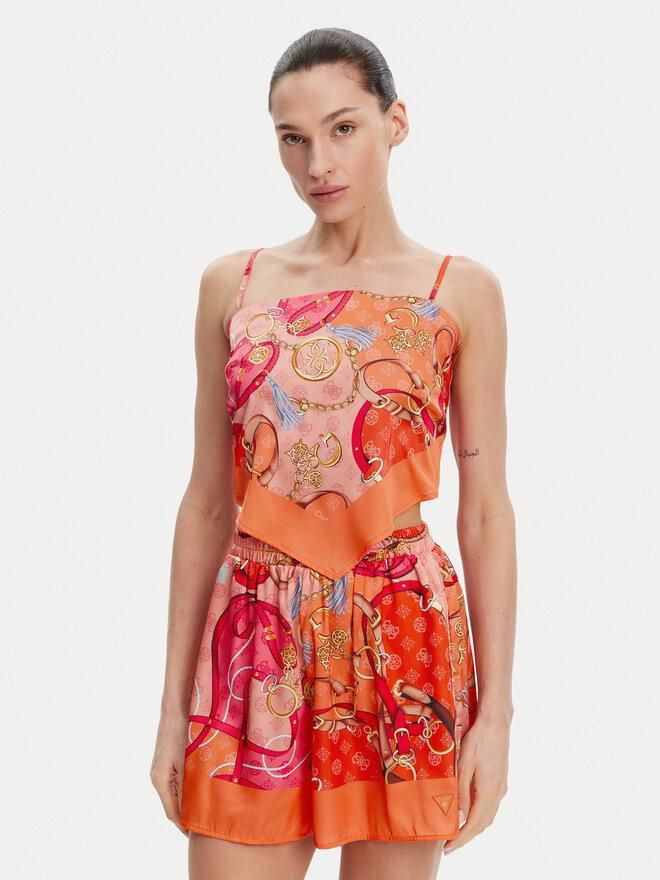 Guess Guess Top E5GH02 WH4V0 Naranja Regular Fit