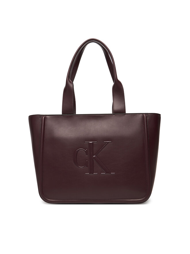 Calvin Klein Handtasche Calvin Klein Bold Ck Medium Tote LV04F3218G Dunkelrot