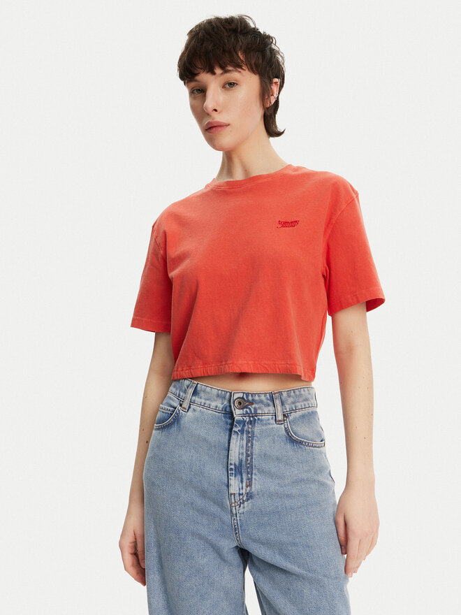 Tommy Jeans Tommy Jeans Póló DW0DW20324 Narancssárga Relaxed Fit