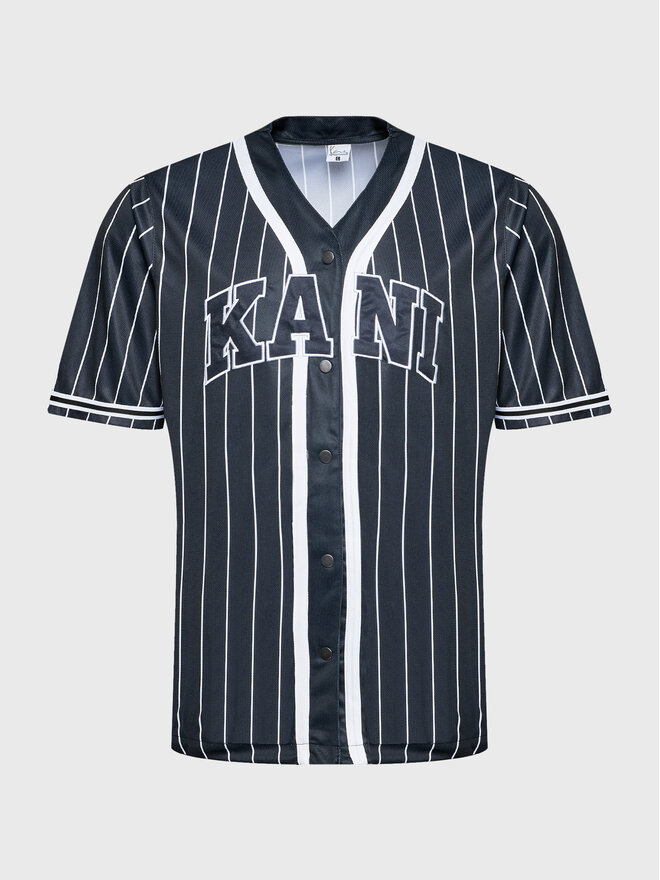 Karl Kani Karl Kani Marškinėliai Serif Pinstripe Baseball 6033360 Juoda Relaxed Fit