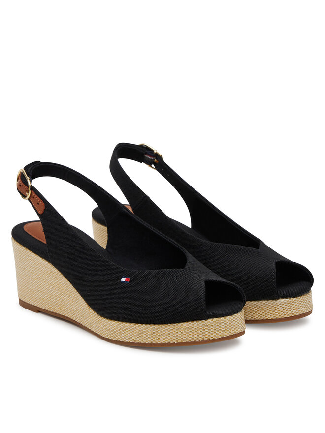 Tommy Hilfiger Espadrile Tommy Hilfiger Flag Mid Wedge Espad Slingback FW0FW08595 Črna