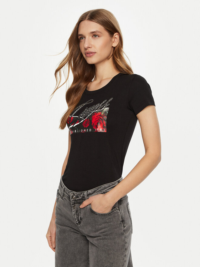 Guess Guess T-Shirt W5RI03 J1314 Μαύρο Regular Fit