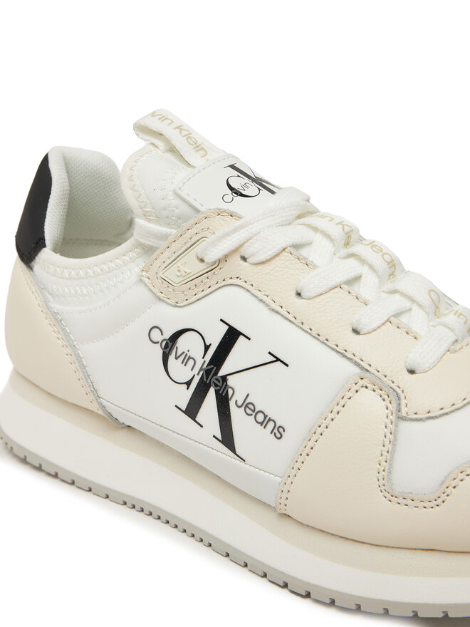 Calvin Klein Jeans Sneakersy Calvin Klein Jeans Runner Sock Laceup Ml Lth YW0YW01616 Biały