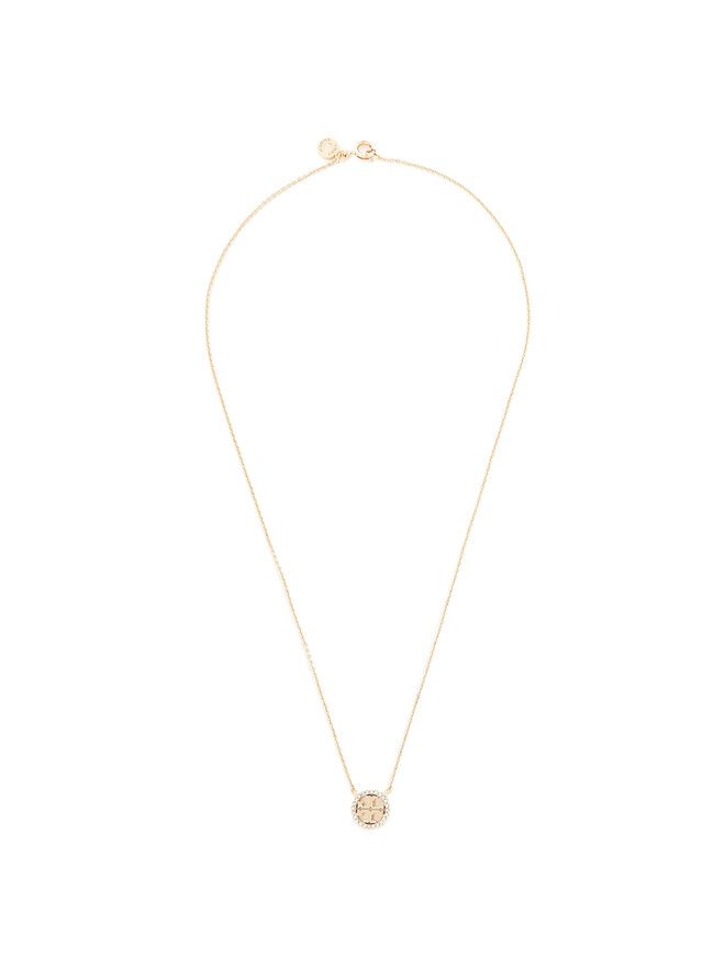 Tory Burch Colier Tory Burch Crystal Logo Delicate Necklace 53420 Auriu