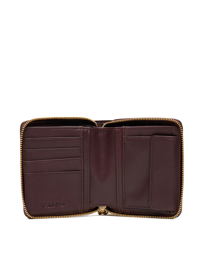 Calvin Klein Majhna ženska denarnica Calvin Klein Hardware Square Zip Around LV04F1044G Bordo rdeča
