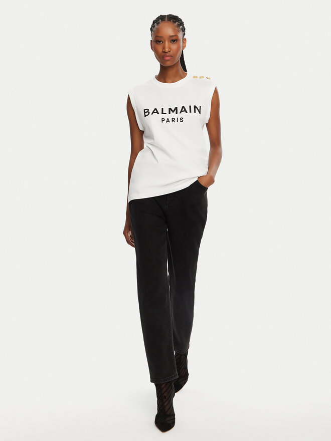 Balmain Balmain Τοπ CF1ED001BB02 Λευκό Relaxed Fit