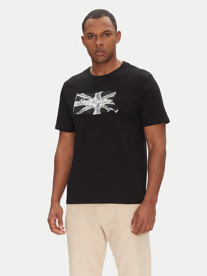 Pepe Jeans Pepe Jeans Marškinėliai Flag PM509720 Juoda Regular Fit