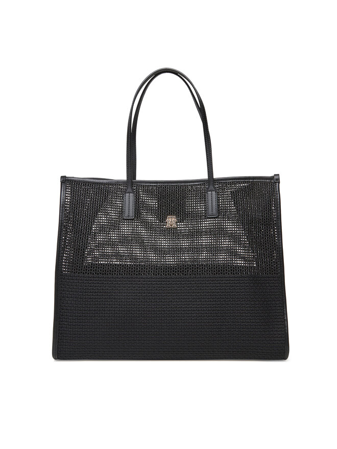 Tommy Hilfiger Kabelka Tommy Hilfiger Th City Summer Tote Woven AW0AW17640 Černá
