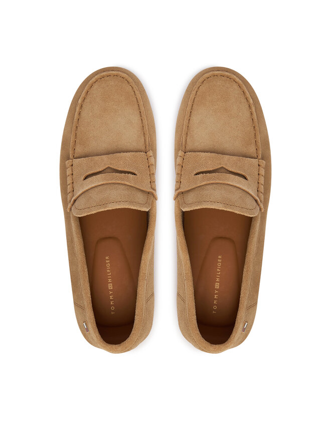Tommy Hilfiger Mokassins Tommy Hilfiger Flag Soft Suede Driver Loafer FW0FW08558 Braun