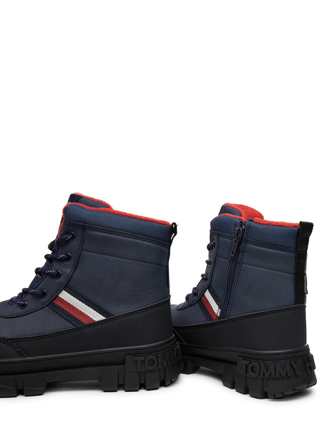 Tommy Hilfiger Outdoorová obuv Tommy Hilfiger Stripes Fur Boot T3X5-33713-1487 S Tmavomodrá
