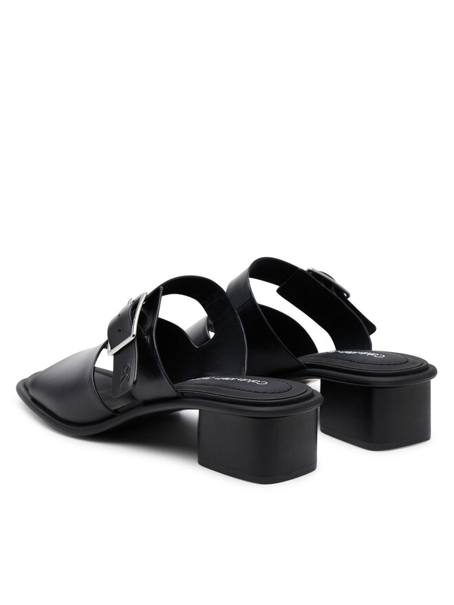 Calvin Klein Jeans Klapki Calvin Klein Jeans Heel Square Mg Buckle Lth YW0YW01701 Czarny