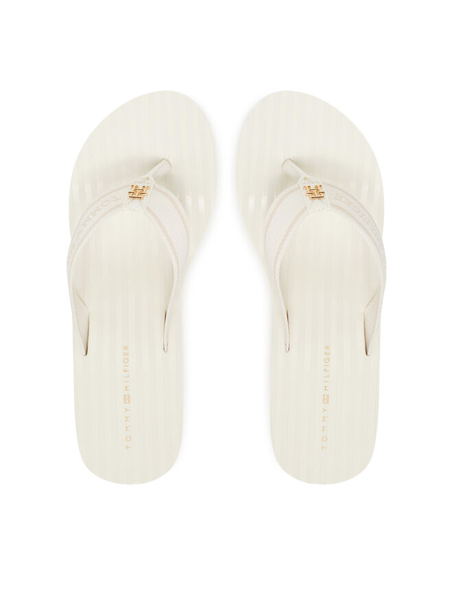 Tommy Hilfiger Japonki Tommy Hilfiger Th Stripes Wedge Beach Sandal FW0FW08521 Biały