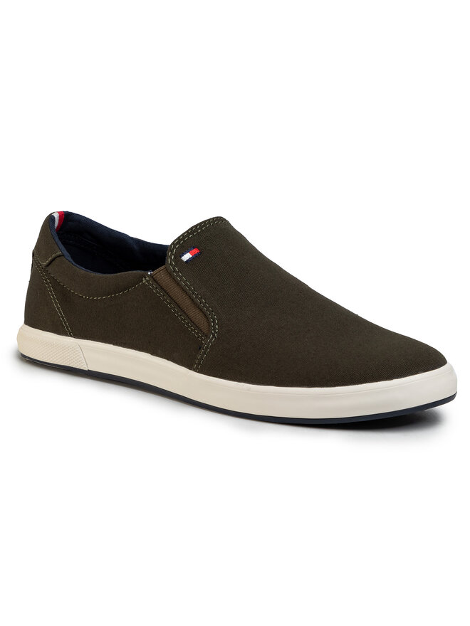 Army green slip on sneakers discount