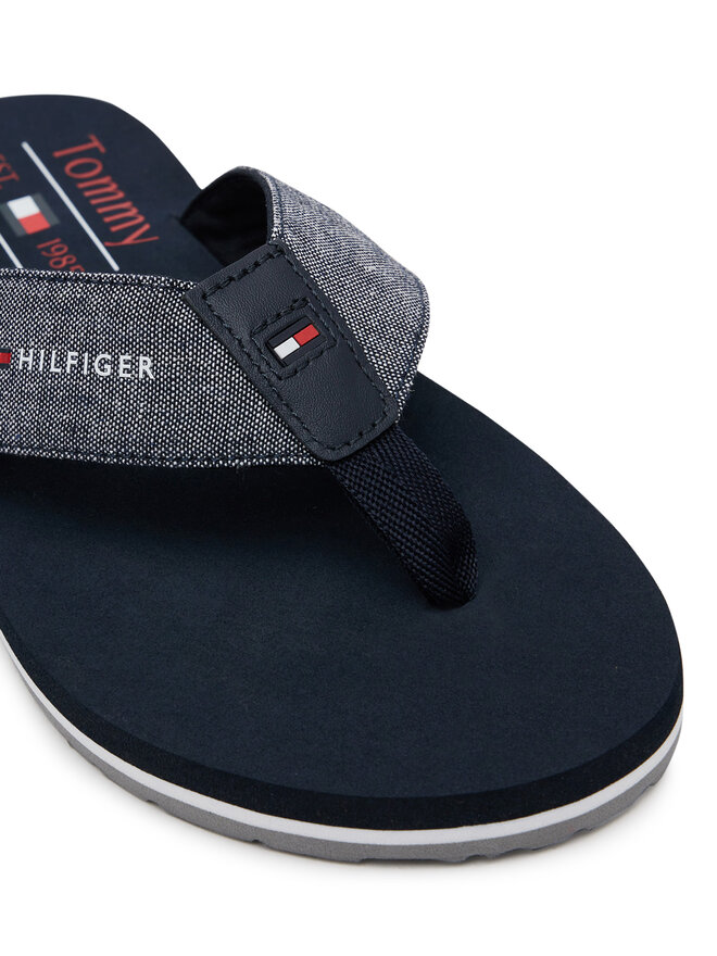 Tommy Hilfiger Japonki Tommy Hilfiger Chambray Beach Sandal FM0FM05570 Granatowy