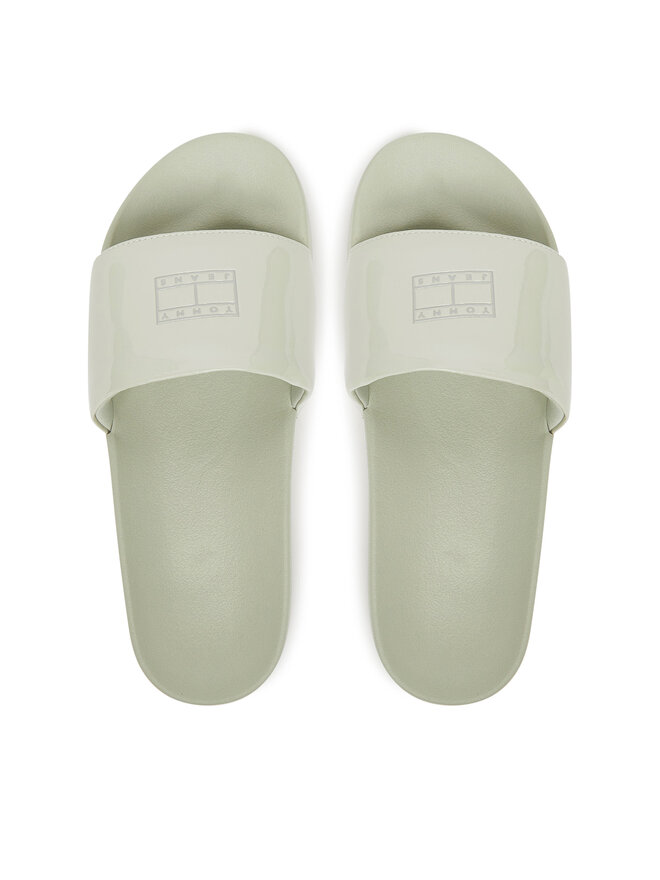 Tommy Jeans Шльопанці Tommy Jeans Flag Pool Slide Patent EN0EN02901 Зелений